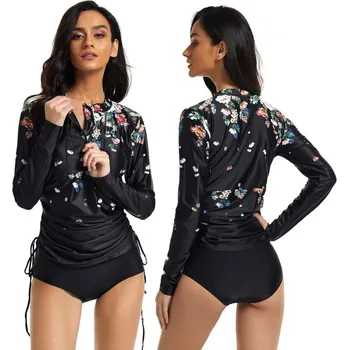 Dámské plavky Dámské plavky dvojdílné tankiny/šaty 2 v 1 Barva: květy (727012black), Velikost: L