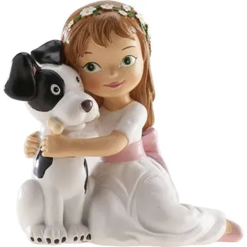 Svatební dekorace Dekora Figurka na dort holčička s pejskem 11,5 cm