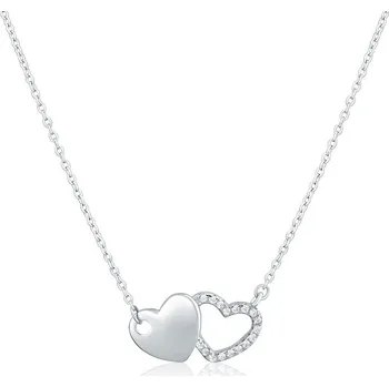 Náhrdelník Stříbrný náhrdelník dvě srdíčka