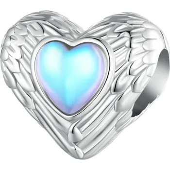 Přívěsek For Silver Korálek Andělské Srdce s měsíčním kamenem - Stříbro 925