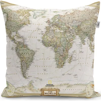 Polštář Sablio Polštář Mapa světa - 60x60 cm