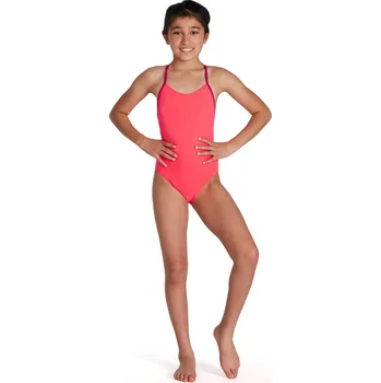 Dívčí plavky Dětské Jednodílné plavky SPEEDO LANE LINE BACK JF 8-13441H162 – Červená 13-14