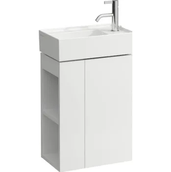 Koupelnový nábytek Laufen Skříňka pod umyvadlo, 1 dvířka, otevřená polička na levé straně, s prostorově úsporným sifonem pro umyvadlo 815334 K'BYLAUFEN 46 BMAT LAU-H4075180336401