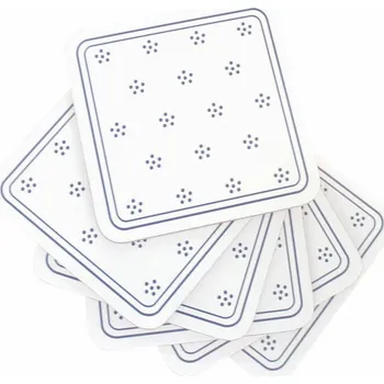 Stolování Korková podložka pod šálek Květy bílá, 10 x 10 cm, sada 6 ks