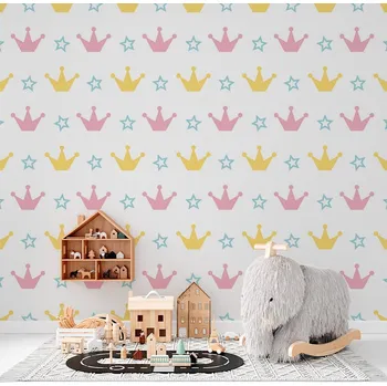 Tapeta Sablio Tapeta Růžové korunky na bílé - 125x75 cm