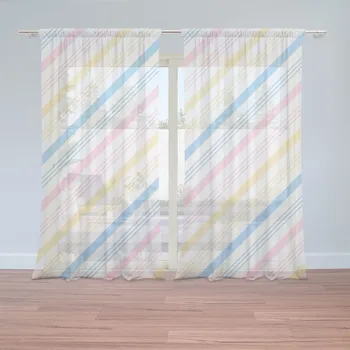 Záclona Sablio Záclony Tříbarevné pruhy: 2ks 150x250cm