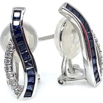 Náušnice Diante Zlaté náušnice s brilianty a safíry AAKE0665S