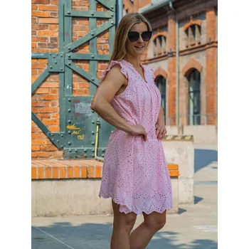 Dámské šaty BudesIN Růžové krajkové šaty Elen s podšívkou