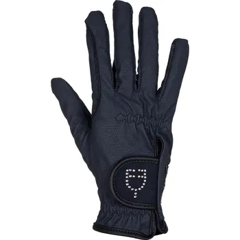 Jezdecké rukavice EQUESTRO Rukavice jezdecké Glitter Logo Equestro, dámské, navy XL