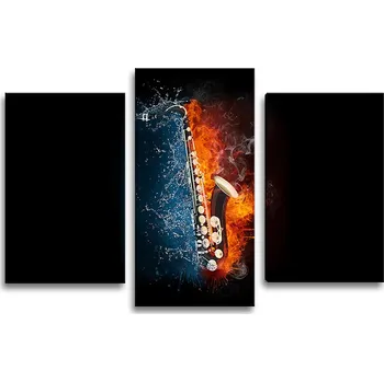Obraz Sablio Obraz - 3-dílný Ohnivý saxofon - 75x50 cm