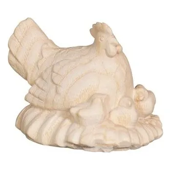 Vánoční dekorace Ornatis Slepička s kuřátky Provedení: Přírodní bez malování, Velikost stojících figur dospělých postav: 9 cm