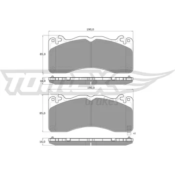 Brzdová destička Sada brzdových destiček, vždy 4 kusy v sadě TOMEX Brakes TX 60-08