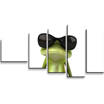 Obraz Sablio Obraz - 5-dílný Žába v brýlích - 100x60 cm