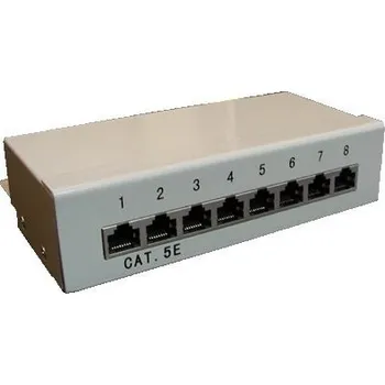 Elektrická zásuvka Datová zásuvka DATACOM STP 8 portů cat.5e LSA Datová zásuvka, patch box, STP, 8 portů, cat.5e, 1x8 LSA, vyvazovací lišta, šedá 3250