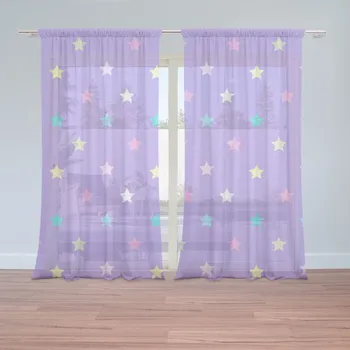 Záclona Sablio Záclony Hvězdy na fialové: 2ks 150x250cm