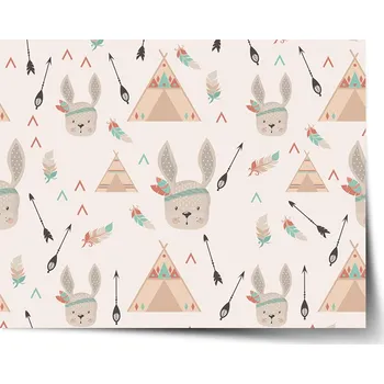 Plakát Sablio Plakát Zajíček indián - 60x40 cm