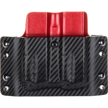 Příslušenství pro sportovní střelbu RH Holsters OWB - CZ 75 - vnější kydexové pouzdro na 2 zásobníky - plný sweatguard - carbon/červená Umístění pouzdra: Levý bok (pravák)