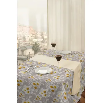 ubrus DekorTextil Ubrus s nešpinivou úpravou Chryzantéma - bežový ROZMĚR: 40 x 160 cm - běhoun