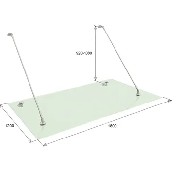 Stříška nad vchodové dveře Hahn Steel Skleněný přístřešek - komplet 1800x1200mm AISI 304 včetně skla