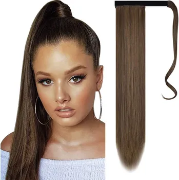 Příčesek Culík, cop rovný s omotávkou 57 cm - M4/30 (mix čokoládově hnědá/světlý kaštan)