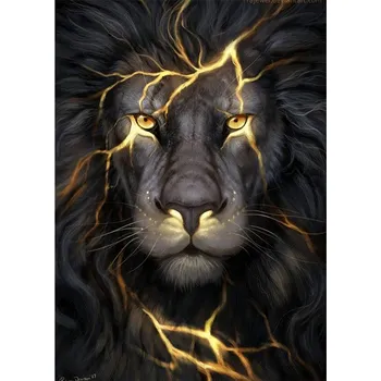 Diamantové malování Diamantové malování - Černý lev - č. 412 50x70 cm