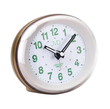 Budík Stříbrný bateriový svítící LED budík JVD sweep SRP810.15 SKLAD (zelené led svítící číslice)