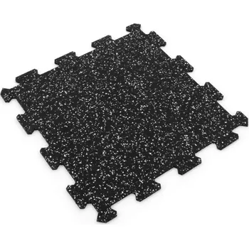 Černo-bílá gumová modulová puzzle dlažba (střed) FLOMA FitFlo SF1050 - 47,8 x 47,8 x 0,8 cm