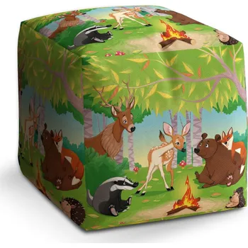 Taburet Sablio Taburet Cube Lesní zvířátka 2: 40x40x40 cm