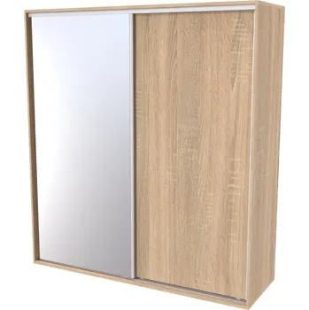 Zrcadlo Nábytek Mikulík Skříň FLEXI 2 - dveře plné a zrcadlo ROZMĚR: (š/v/h) 180 x 220 x 65 cm
