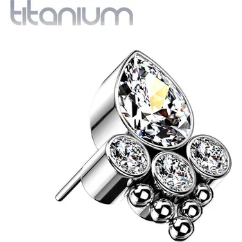 Piercing Atreya Titanová bezzávitová koncovka se zirkony Pearen Barva: Čirá