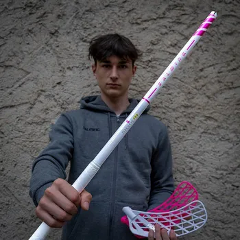 Florbal Salming Q-Series Tipcurve Pro Shaft 29 White vel. 96cm (=107cm) pravá kulatá (pravá ruka dole)