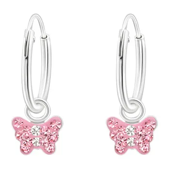 Náušnice SYLVIENE Dětské stříbrné náušnice s mini růžovými motýlky