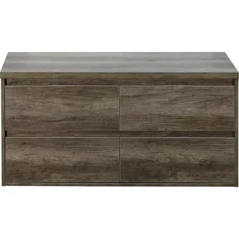 Koupelnový nábytek Koupelnová skříňka pod umyvadlo Porto 120 cm s umyvadlovou deskou 4 zásuvky dub Nebraska