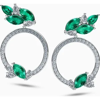 Náušnice Korbička Šperky 006 -bílé zlato/zelená