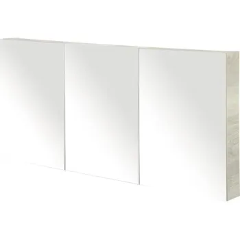 Koupelnový nábytek Zrcadlová skříňka bez osvětlení Sanox 140 x 13 x 65 cm dub přírodní se 3 dvířky oboustranně zrcadlové