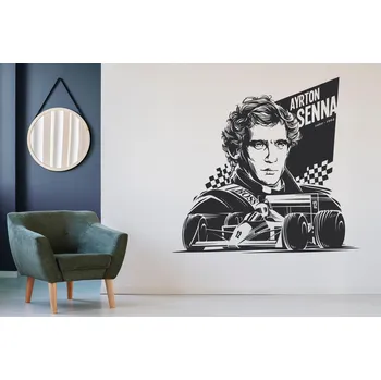 Samolepící dekorace Lepy.cz Samolepka na zeď F1 Senna Velikost (šířka x výška): 70x65cm, Barevná varianta: Mátová zelená