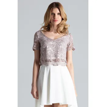 Oblečení a móda Set krajkový top s asymetrickou sukní M641 FIGL Barva: Béžová, Velikost: L