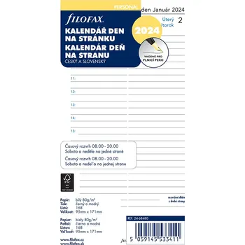 Náplň do diáře Filofax Denní kalendář náplň A6 2024