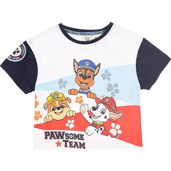 Chlapecké tričko Bílo-tmavě modré chlapecké tričko Paw Patrol Velikost: 104