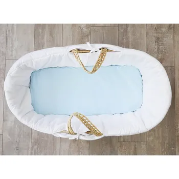 Prostěradlo Lullalove Bavlněné prostěradlo do košíku 40x90 cm Modrá