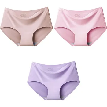 Kalhotky Dámské bezešvé kalhotky 3 ks v balení (různé barvy) Barva: khaki+růžová+fialová, Velikost: XL