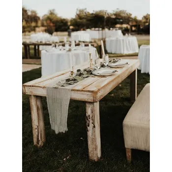 Svatební dekorace Stará Krása – Ruční výroba Designový nábytek pro svatební hostiny 56 - 64 hostů / 8x stůl a 16x lavice - doprava zdarma