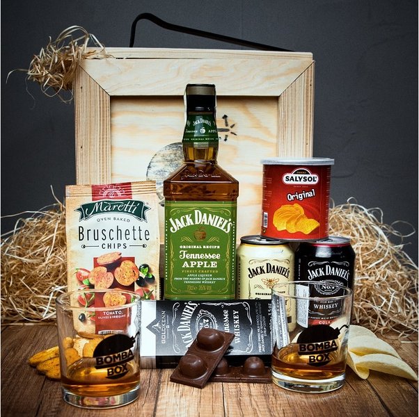 Dárková bedna s páčidlem pro muže s whiskey Jack Daniel’s Apple