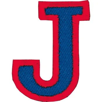 Nažehlovací vyšívané písmenko J - modré, výška 3 cm