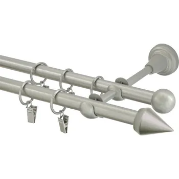 Garnýž Garnýž kovová 340 cm dvouřadá - dvojitá 16 hrot matná stříbrná