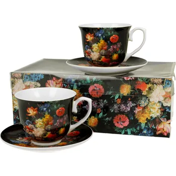 DUO Gifts DG - Šálek s podšálkem na kávu, čaj KYTICE - sada 2 ks - 250 ml
