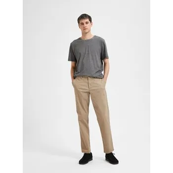 Pánská móda Selected Homme Kalhoty z materiálu New 16087665 Béžová Regular Fit 32_32