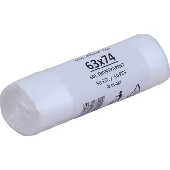 Pytle na odpadky Odpadkové pytle HDPE 60 l, 63*74 cm, transparent, role 50 ks