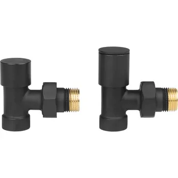 Radiátor CERANO - Připojovací sada radiátorových ventilů - rohová - černá matná - 1/2"