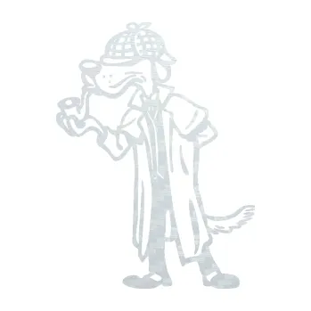 Polep vozidla SAMOLEPKA Pes 187 levá detektiv s dýmlou (51 - 3D karbon bílý) NA AUTO, NÁLEPKA, FÓLIE, POLEP, TUNING, VLASTNÍ TEXT, TISK, AUTOSAMOLEPKY.cz, POLEPY, OBRÁZEK, LOGO, SAMOLEPKY